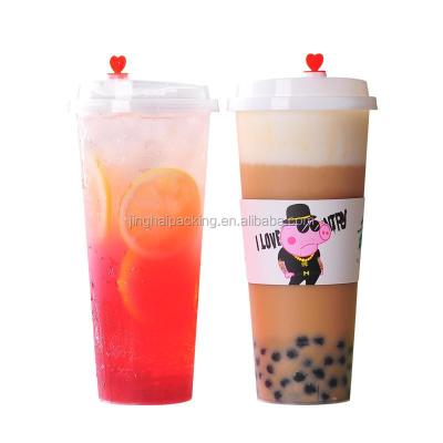 China GAIA Custom 500ml 700ml Biodegradable Plastic Take Awau Clear PP Cup Milk Tea Disposable Plastic PET Cup for sale