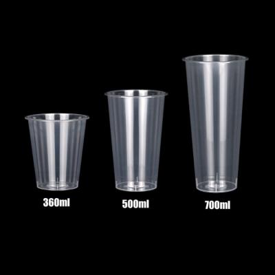 China Biodegradable Injection Bubble Tea Cup Milk Tea PP Plastic Cup With Lids Plastic Takeaway Cups for sale