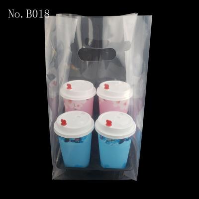 China Customs B018 Disposable Take Out 2 Cup Bags Carry Holder Wholesale HDPE Plastic Fours Cups Bag One Cup Bag for sale