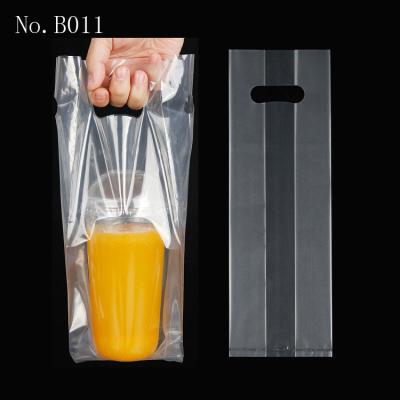 China Wholesale Disposable PE Clear Plastic Bag Coffee Tee Carry Takeout Bag Disposable Cup B011 for sale