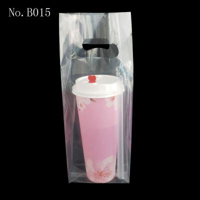 China B015 Disposable Customize Cup Holder High Quality Plastic Bag Drink Take Out Plastic Take Out for sale