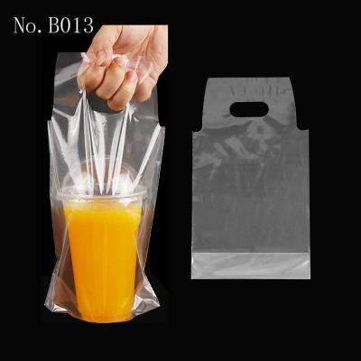 China B013 Disposable Customize Biodegradable HDPE 5C Coffee Tea Drink Take Out Single Cup Bag Cup Holder Eco Friendly Delivery Plastic Bag for sale