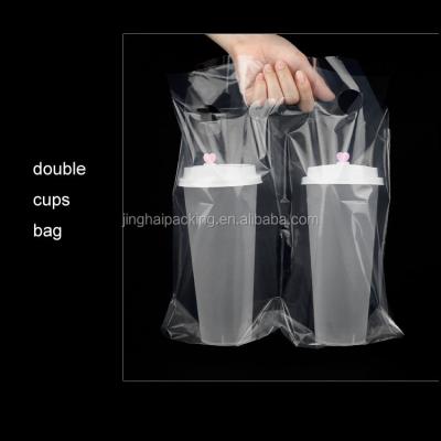 China B010 Wholesale Disposable Coffee Bags PE Plastic Bag Disposable Two Cup Plastic Bag Takeaway for sale