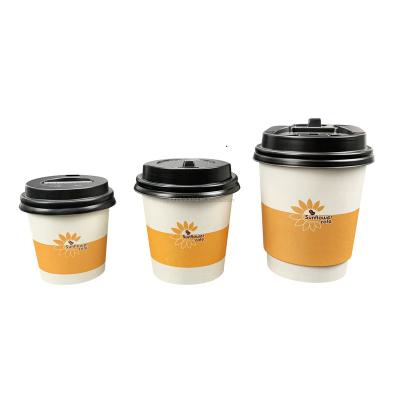 China Paper Cup Disposable Custom Hot Cups Take Out Factory Takeaway Hot Tea Coffee Mug With Sipping Lids for sale