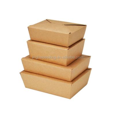 China Disposable Kraft Paper Lunch Buckle Box Salad Snack Pizza Dish Paper Container Take Out Boxes Packaging for sale