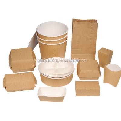 China Fast Food Chips Fried Hamburger Boxes Disposable Hamburger Box Paper Craft Food Grade Packaging for sale