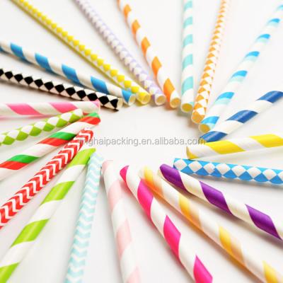 China Biodegradable Custom Paper Stocked Eco-friendly Disposable Wholesale Straw Striped Paper Straws for sale