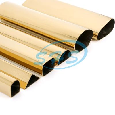 China Decoration Foshan Construction Bridge And Manufacturer 201 304 Silver Oval Series 2 Shhet 316l Stainless Steel ERW 300 Inox 316l Pipe Gold Color Metal Welded for sale