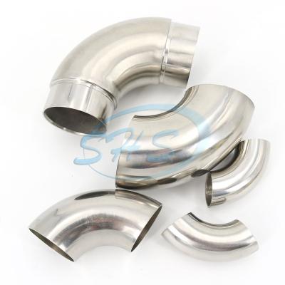 China Factory price AISI 201 stair railing duct elbow 304 316L stainless steel 90 degree elbow with polishing surface 63.5*1.0 for sale