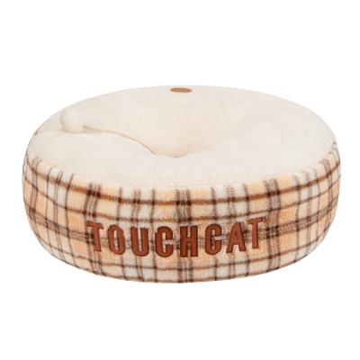 China New Design Sustainable Plush Wholesale Pet Bed Cushion Luxury Soft Round Cat Donut Bed Cushion for sale