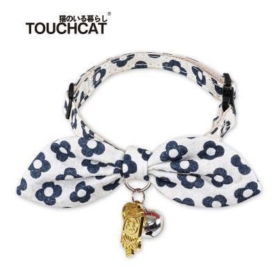 China Lovely Custom Made Cat Collar with Adjustable Bell Cat Bow Tie Cotton Cloth Accessories Kitten Puppy Collar Necklace Pet for sale