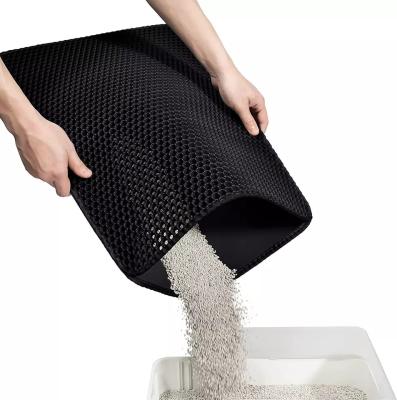 China Multi Colors Cat Litter Mat Washable EVA Double Pet Litter Catcher Rug for sale