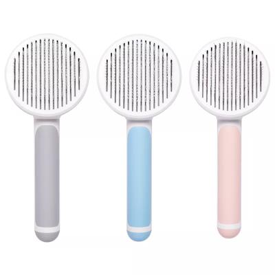 China Wholesale Automatically Pet Dog Cat Grooming Brush Self Cleaning Remove Dog Hairs Pet Comb for sale