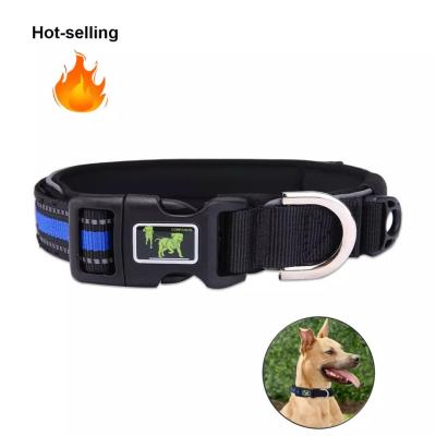 China Glowing In Dark Designer Dog Leashes and Collars Thick Reflective Luxury Personalize Dog Collar For Dogs Private Lable for sale