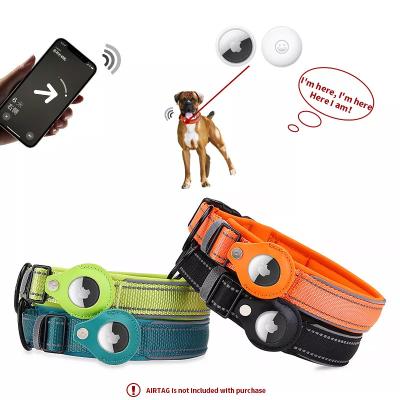 중국 Fashion Custom Adjustable Luxury Pet Collar Reflective Dog Collar For Apple Airtag 판매용