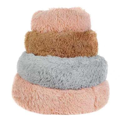 Cina Hot Selling Long Plush Ocean Blue Puppy Nest Luxury Round Pet Dog Bed Round Houses for Sleeping Fluffy Warm Pet Nest in vendita