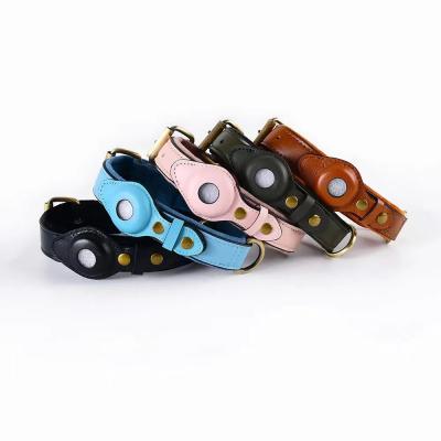 China Pet Collar Nice Quality Custom Logo Fashionable Cool Leather Airtag for sale