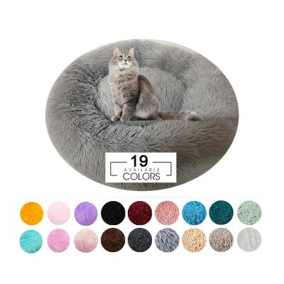 China Comfy Macaron Color Pet Calming Beds Round Waterproof 28 Inch Dog Bed 40CM ODM for sale