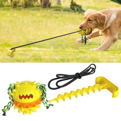 Cina L'animale domestico interattivo elastico gioca l'alimento di gomma che dispensa Toy Drawstring Ball TPR+ABS in vendita