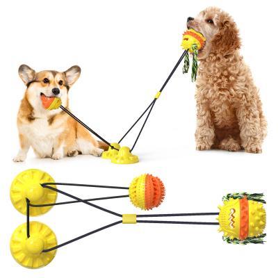 China Dientes del lazo del lechón que limpian el juguete del dispensador de la comida de perro de la bola del doble del juguete/TPR del perro en venta