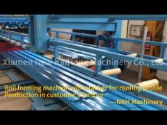 Roll forming machine with stacker for roofing profile/ Production in customer‘s factory