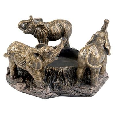 China ECO-frendly 3 Elephants on Parade/Factory Polyresin Candle Holder-Hand Painted, Custom Bronze Elephant Candle Holder for sale