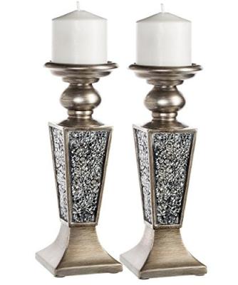 China ECO-frendly Custom Crackled Home Centerpiece Pillar Candle Holder Mosaic Design Coffee Table Decor Decorations For Dining for sale