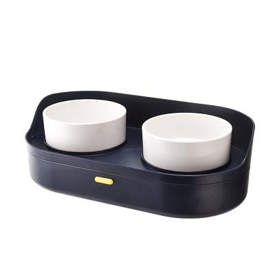 China Sustainable Pet Food Bowl With Anti-knock Double Bowl High Instep Protection for sale