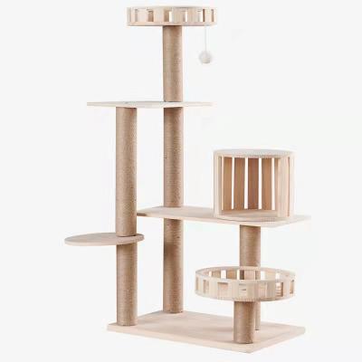 China Wholesale Luxury Toys Cats Climber Sustainable Pet Products Scratching Post Tower Cat Tree With Balls for sale