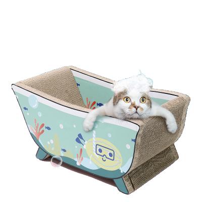 China Bathtub Cat Scratch Board Cat Nest Corrugated Paper Viable Grinding Claw for sale