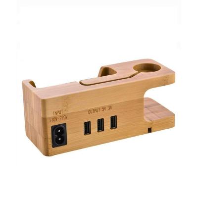 China Multifunctional Bamboo Cell Phone Mobile Phone Holder and Charger for sale