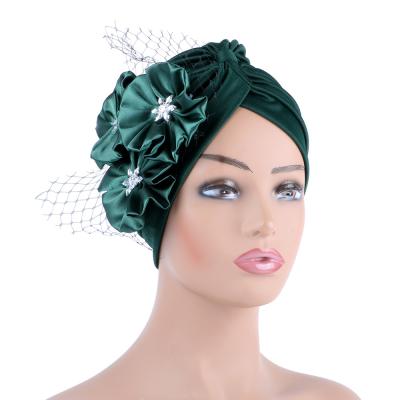 China DecorateÂ   Women Female African Muslim Cowl Hat Turban Fashion Flower Indian Turban Hat for sale