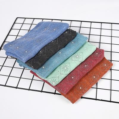 China Wholesale New Hot Diamond Sequin Women Comfortable Fashion Breathable Eco-Friendly Cotton Scarf Manufacturer Solid Color Canvas Scarf for sale