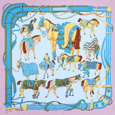 China New Twill Women's Scarf Women's Large Clothing Runway Square Matching Scarf Gift Western Blue Silk Silk Scarf for sale