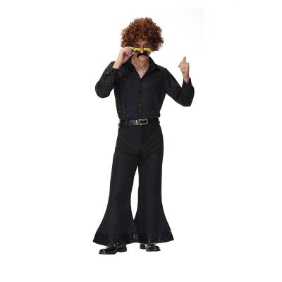 China Polyester Retro Hippy 60s Costume Disco Halloween Party For Men Performance Fancy Sequins Cosplay Costume for sale