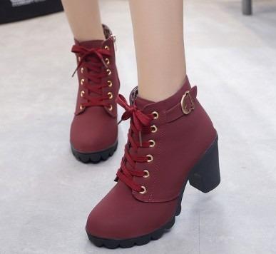 China Round Head Martin Short Boots Thick Bottom Short Boots Roll Boots Other Women's Casual New Thick High Heel Boots for sale