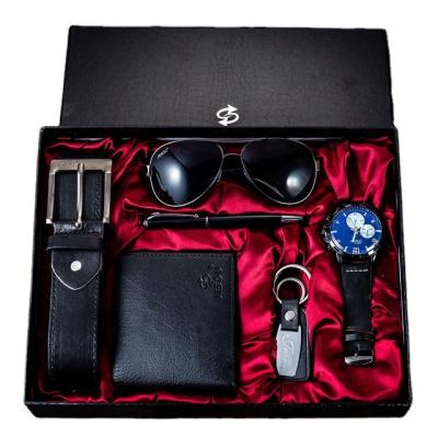 China Hotel and resort in stock 6piece gift set men's gifts simple and exquisite business wallet key buckle gift set for men for sale