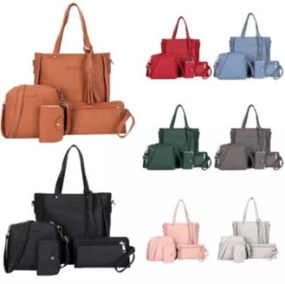 China Hot sale pu 4 in 1 pu woman leather handbags luxtury big bag for sale