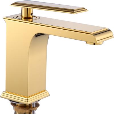 China Noble Zinc Body Taps Gold Handle Brass Mixer Tap Contemporary Metered Basin Faucet for sale