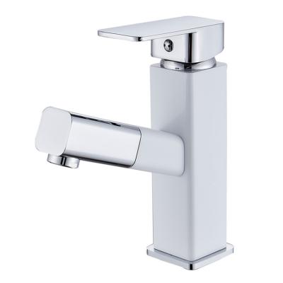 China Other Factory Price Aluminum Made Bathroom White Color Pull Out Basin Faucet for sale