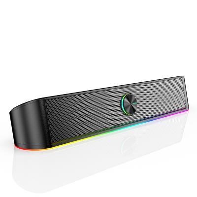 China Display Information Video Hp 2021 Hot Selling Big Base RGB Soundbar Gaming Speaker With Turn Computer Knob Support OEM/ODM for sale