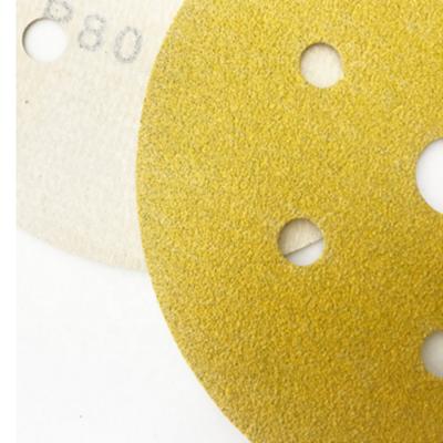 China Making Tools Polishing Holes Loop Self Adhesive Emery Paper Gold Flocking Polishing Sandpaper Gold Sanding Paper for sale