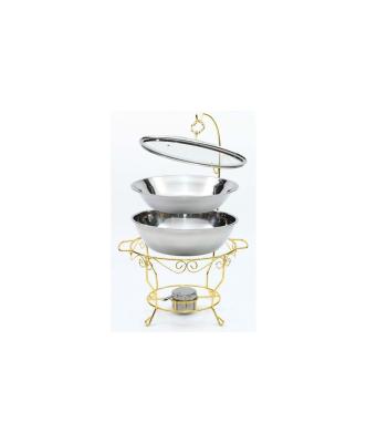 China Stainless Steel Buffet Gold Food Warmer Chafing Dish Hanging Friction Style 6L for sale