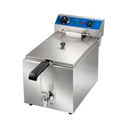 China Household new style 10 liter stainless steel single tank electric deep fryer with tap with a basket for sale