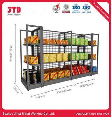 China Estantería cubierta polvo de la góndola del estante del supermercado de la góndola del colmado del metal en venta