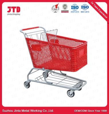 Cina canestro di plastica del carrello 125L sul carrello a quattro ruote del ODM delle ruote in vendita