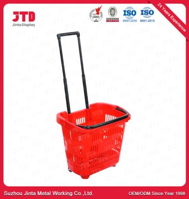 Chine 60L panier à provisions de roulement en plastique du panier à provisions HDPP sur des roues avec la poignée de traction à vendre