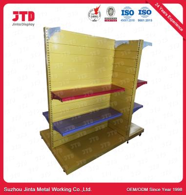 China Powder Coated Gondola Retail Display Shelving Colorful With Wheels for sale