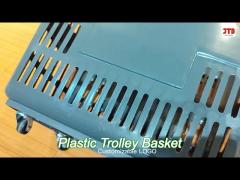 blue plastic shopping trolley baskets 60l supermarket basket with wheels