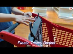 ral colors plastic trolley basket for shopping unfolding